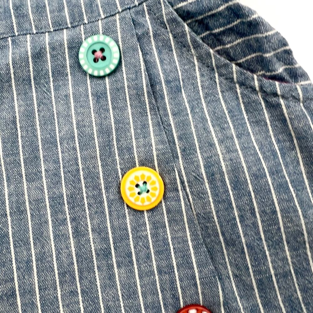 Matilda Jane Blue Stripe Ruffle Romper with Multicolor Buttons - Picture 3 of 8